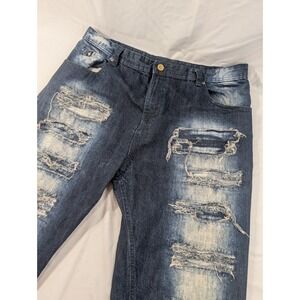 Vtg Y2K Southpole  Jeans Wide Leg Distressed Dark Wash 42x33 (44x32 Tag) Hip Hop